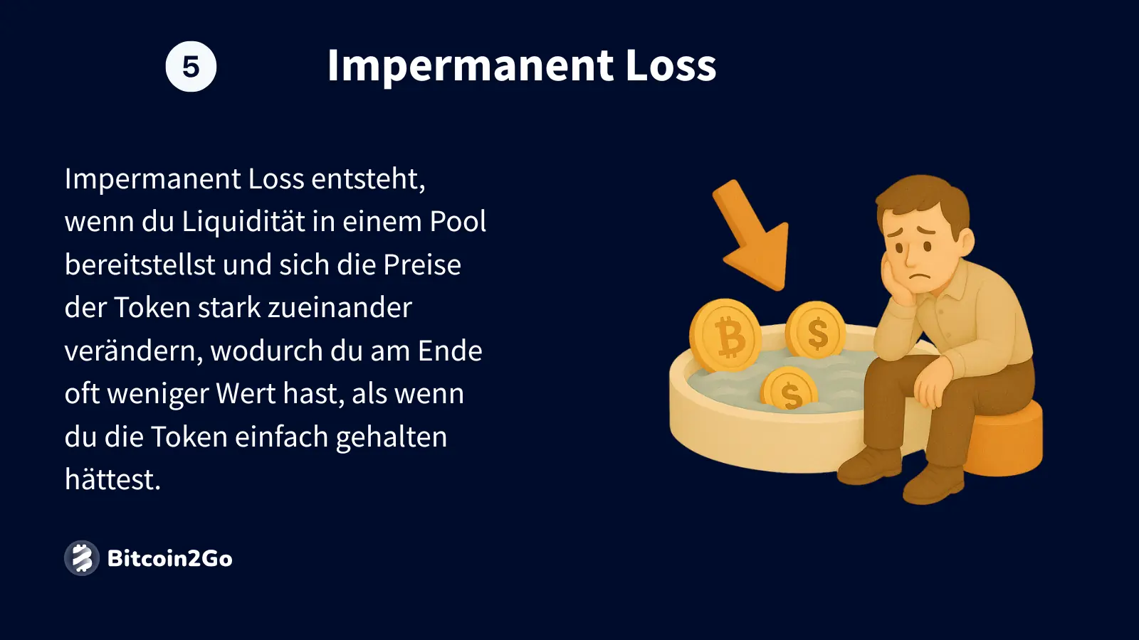 Anleger sitzt traurig vor sinkendem Bitcoin-Dollar-Wert.
