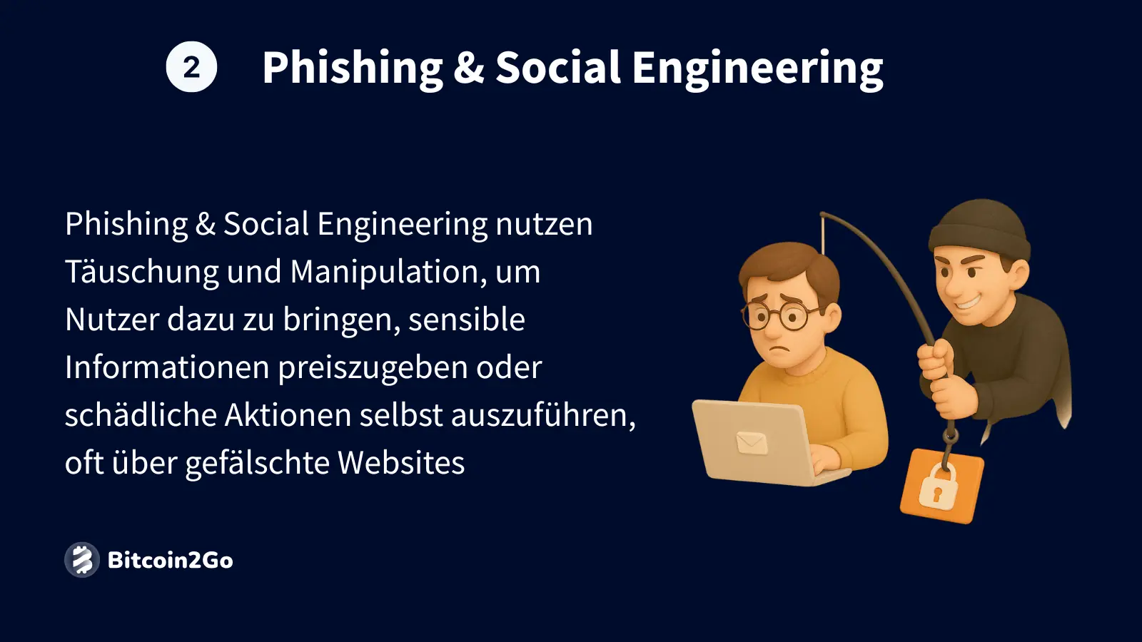 Hacker fischt Nutzer mit Laptop per Angelrute aus.