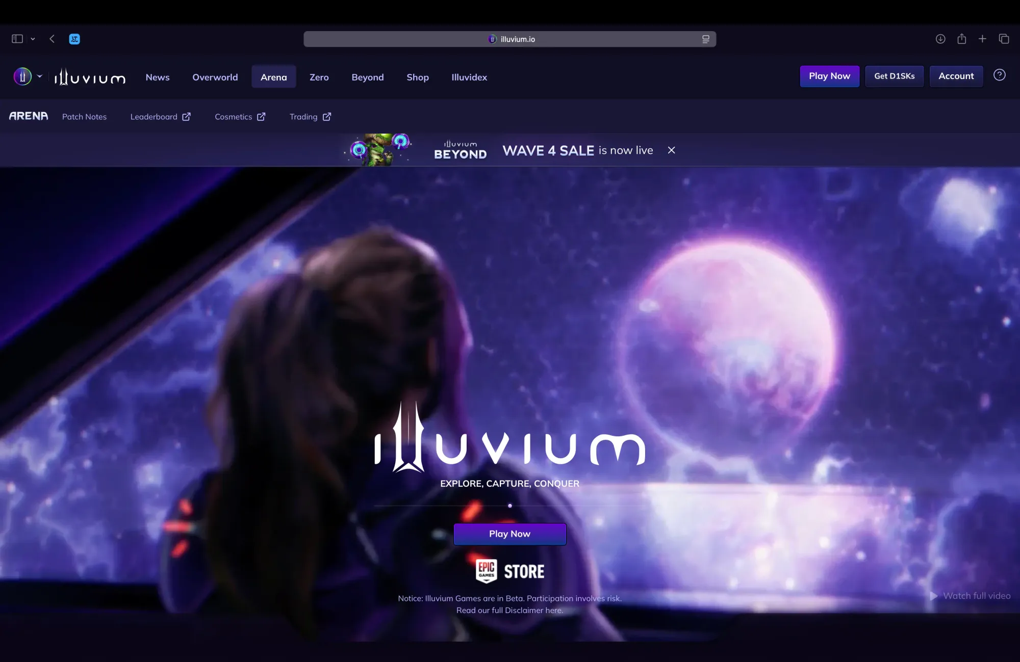 Startseite des Open World Fantasy Spiels Illuvium