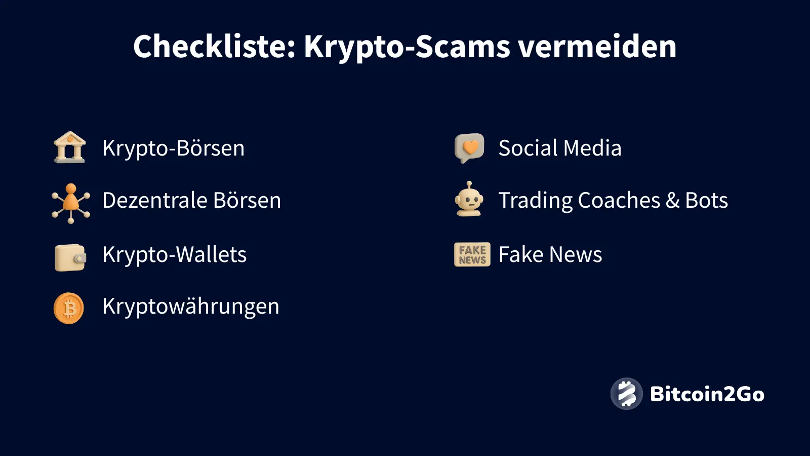 Liste mit Tipps zur Vermeidung von Krypto-Scams