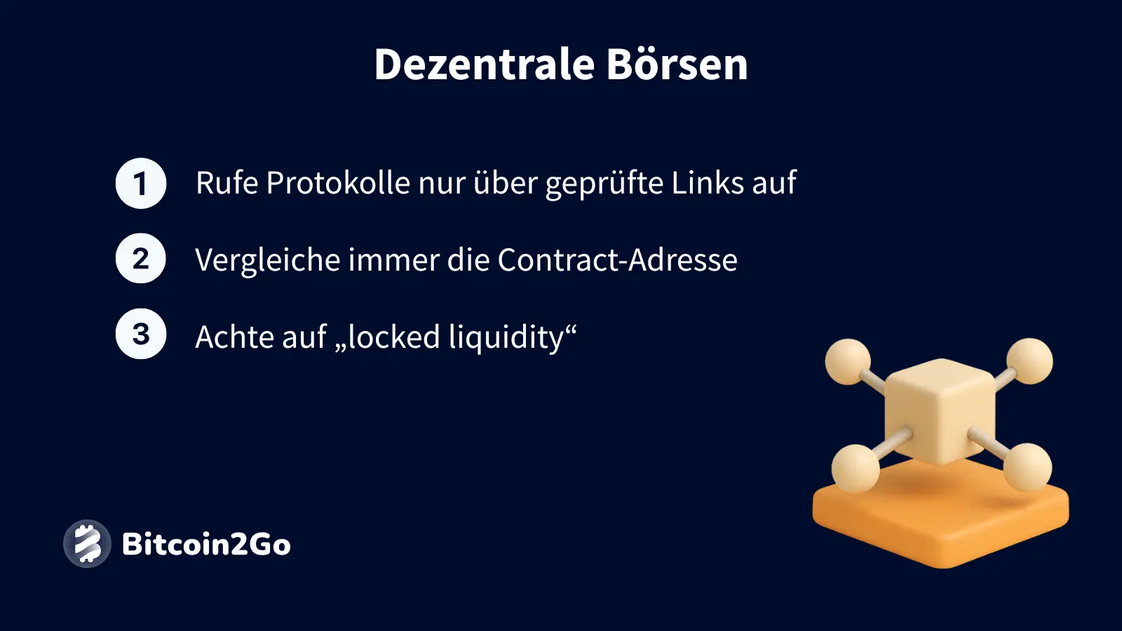 Hinweise zur sicheren Nutzung dezentraler Börsen