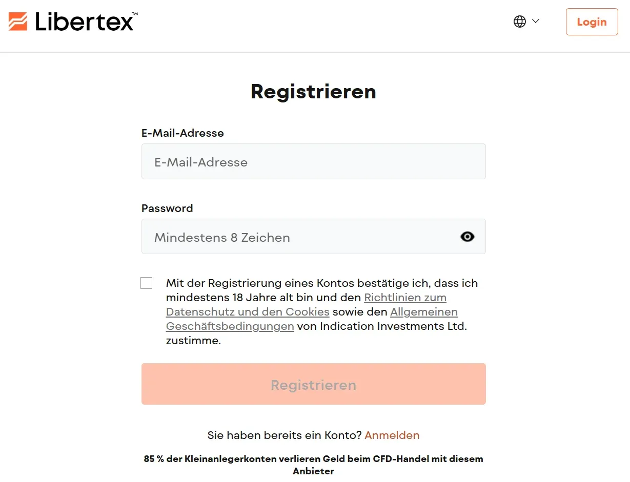 Konto bei Libertex eröffnen - Kurzanleitung