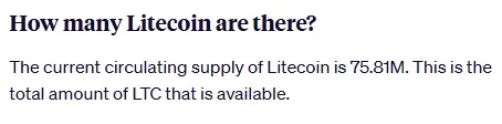 Verfuegbare LTC Coins im Umlauf