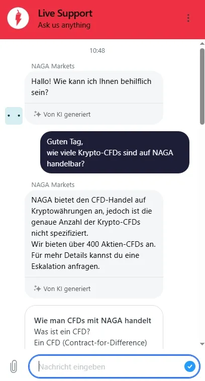 NAGA Support im Test