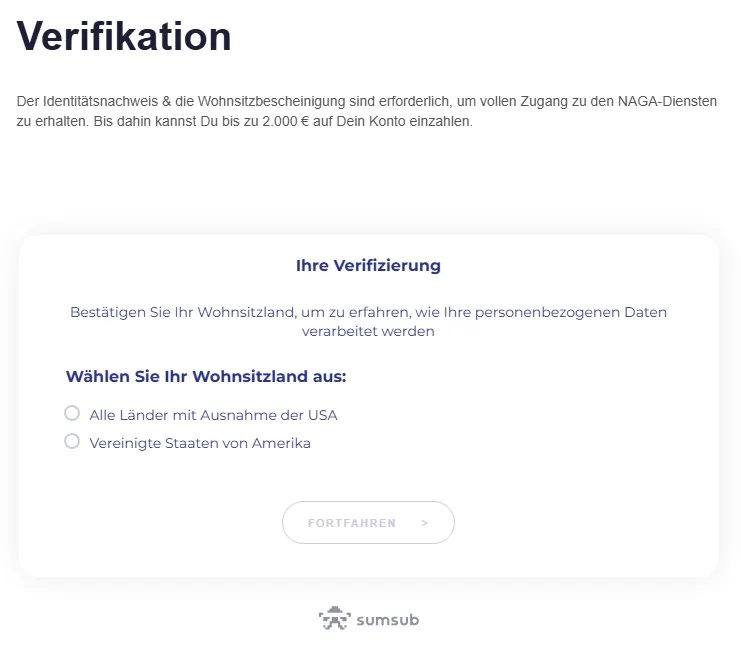 Verifizierung bei NAGA im Test