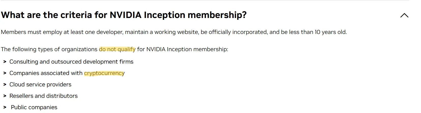 Nvidia Inception Krypto Ablehnung