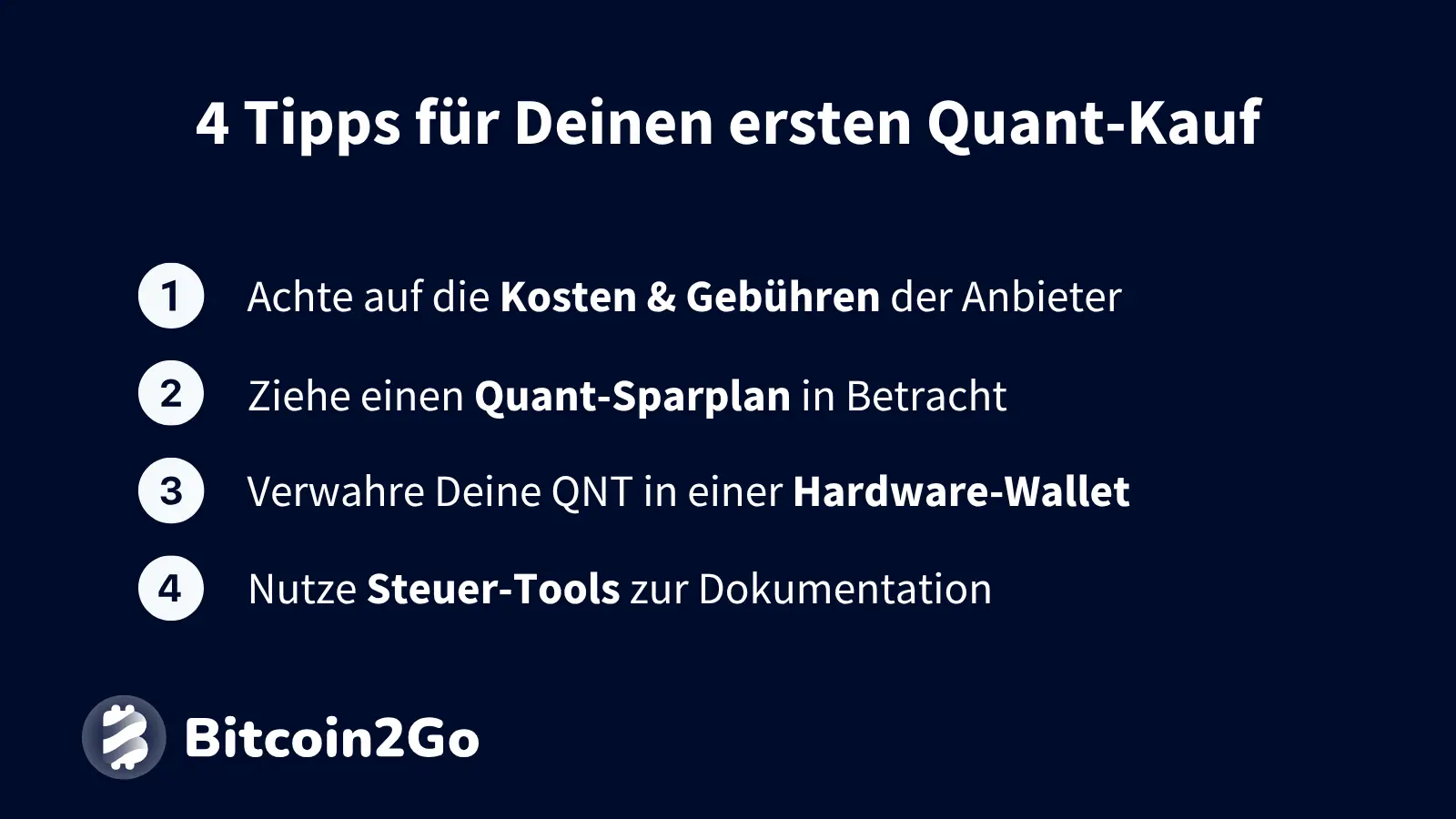 4 Tipps für deinen ersten QNT-Kauf