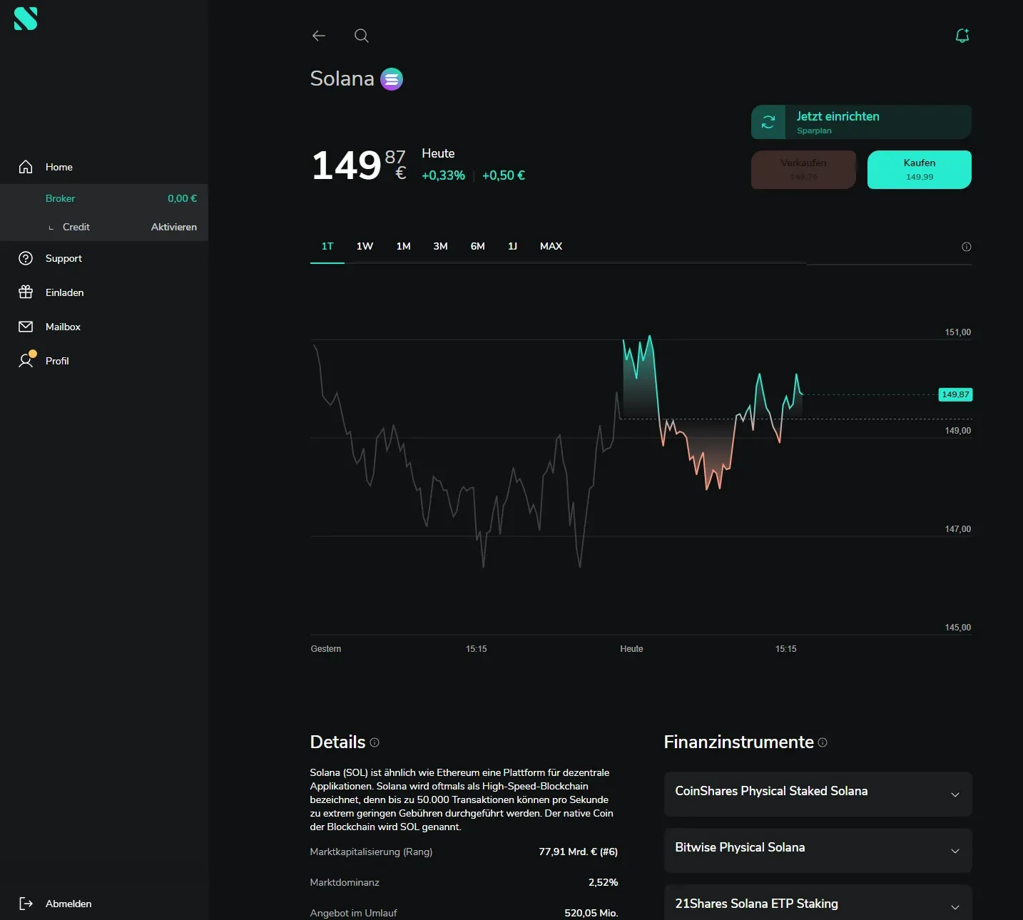 Staking bei Scalable Capital im Test