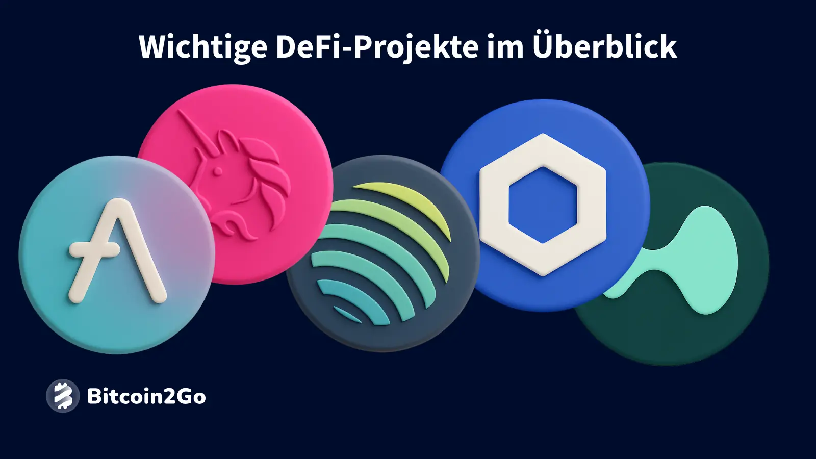 Logos bedeutender DeFi-Projekte abgebildet.