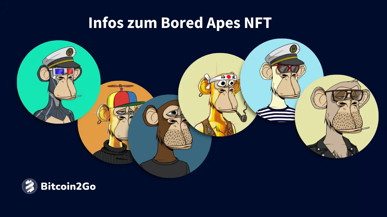 Verschiedene Bored Apes NFTs mit unterschiedlichen Outfits.