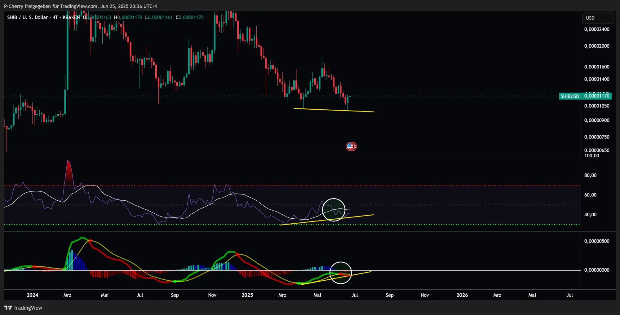 SHIB, RSI und MACD, 4-Tageschart, Quelle: Tradingview