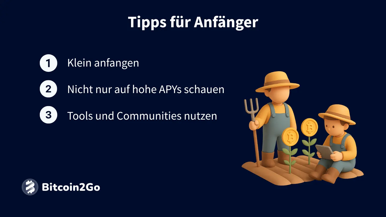 Anfänger-Tipps zum Yield Farming mit Farmer-Icons und Münzpflanzen