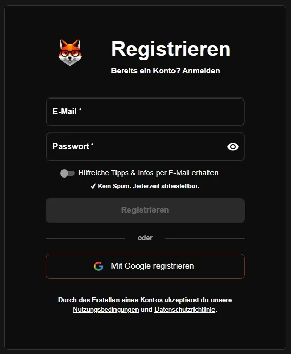 Coinfox Schritt-für-Schritt-Anleitung