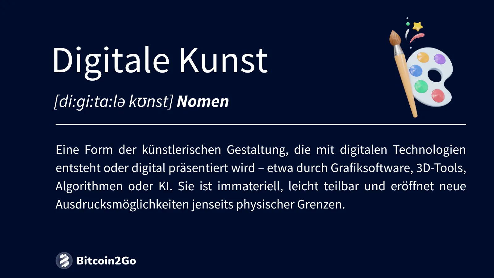 Definition von digitaler Kunst mit Pinsel- und Farbpalette-Illustration.