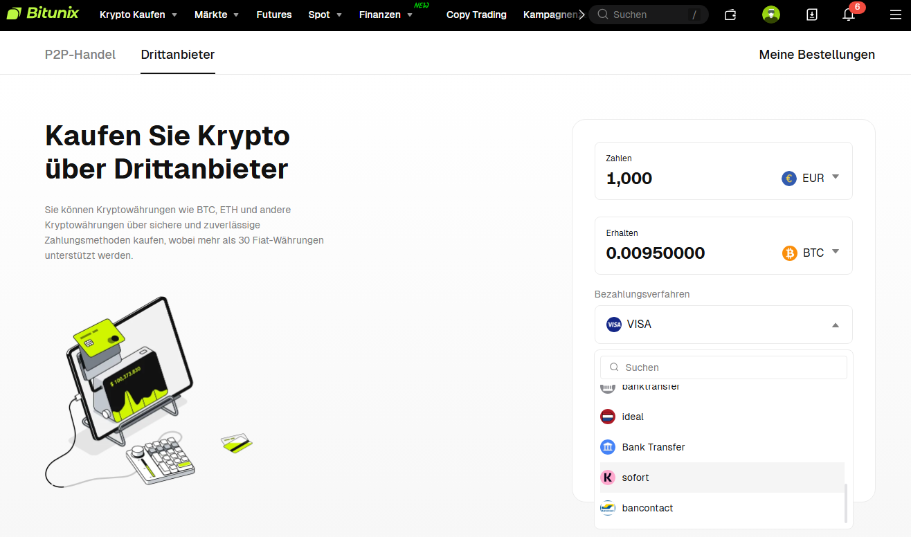 Bitunix Ein- und Auszahlungsmöglichkeiten im Test
