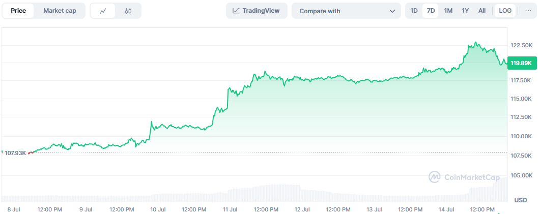 Ein All Time High jagt das nächste: Der Bitcoin im 7-Tages-Verlauf