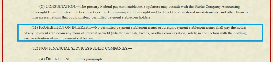 Der GENIUS Act verbietet zinstragende Stablecoins