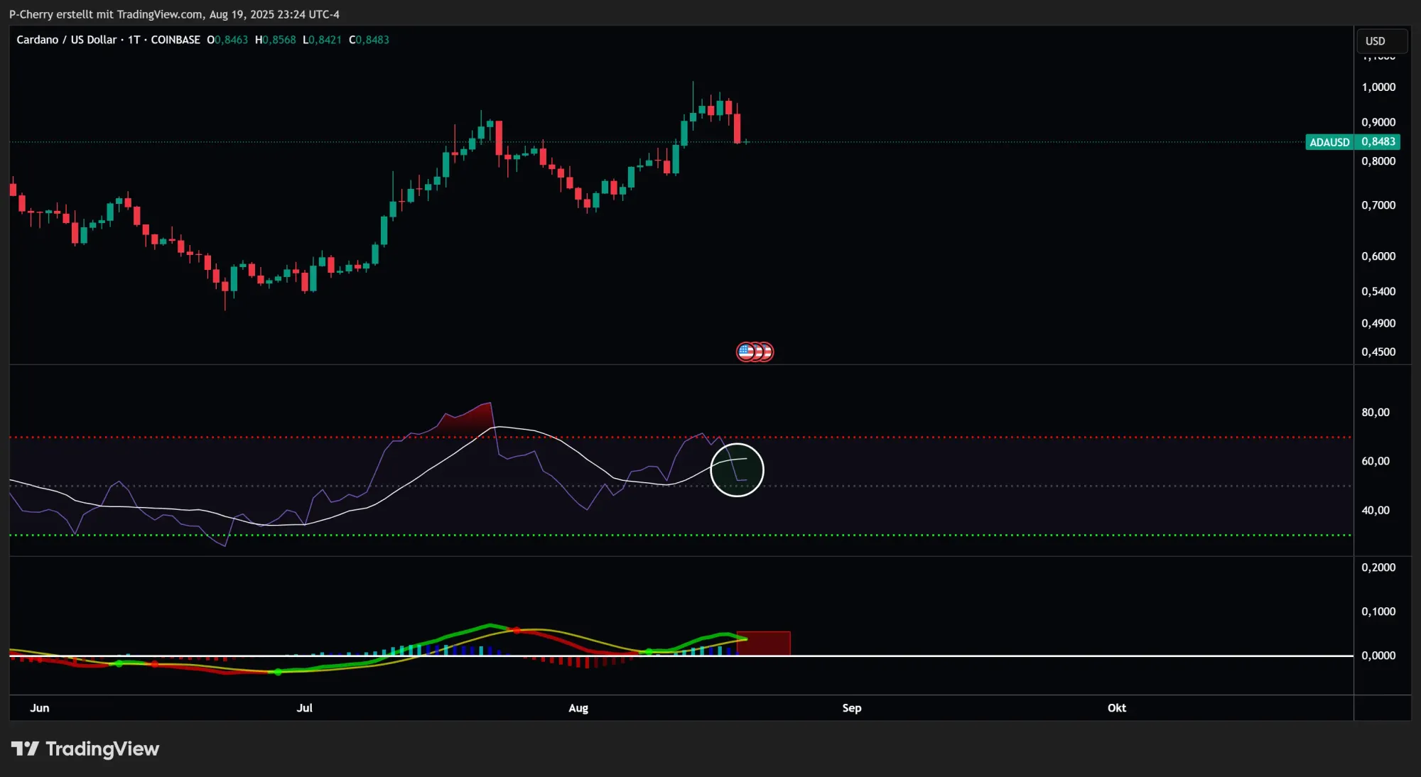 ADA: RSI & MACD, Tageschart, Quelle: Tradingview