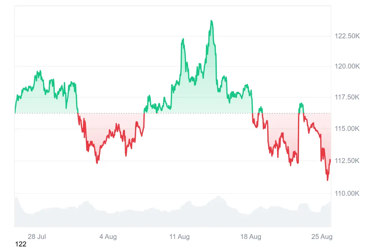 Nach dem erreichten Allzeithoch Mitte August sprang der Bitcoin Kurs auf aktuell rund 112.000 US-Dollar zurück