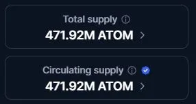 Entwicklung der im Umlauf befindlichen ATOM Coins (Quelle: coinmarketcap.com)