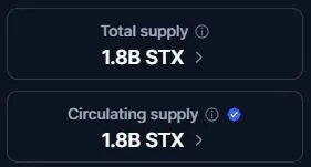 Circulating Supply STX Coins, Quelle: coinmarketcap.com (Stand: 15.10.2025)