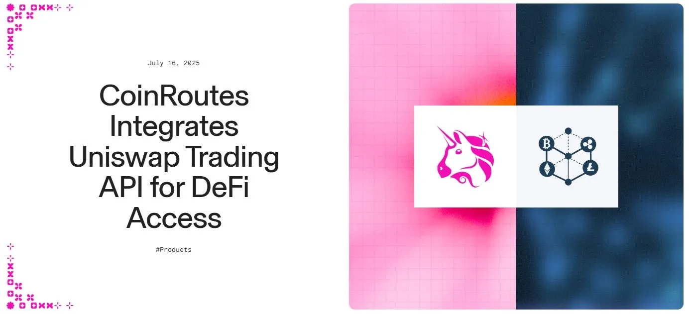 CoinRoutes Integrates Uniswap Trading, Quelle: blog.uniswap.org