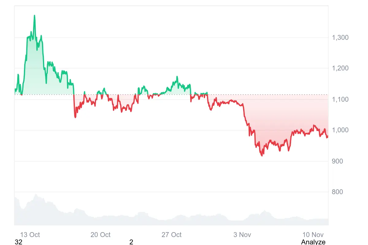 BNB-Kurs unter 1.000 USD – Kommt die Erholung?