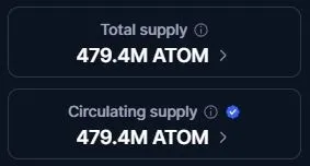 Entwicklung der im Umlauf befindlichen ATOM Coins (Quelle: coinmarketcap.com)