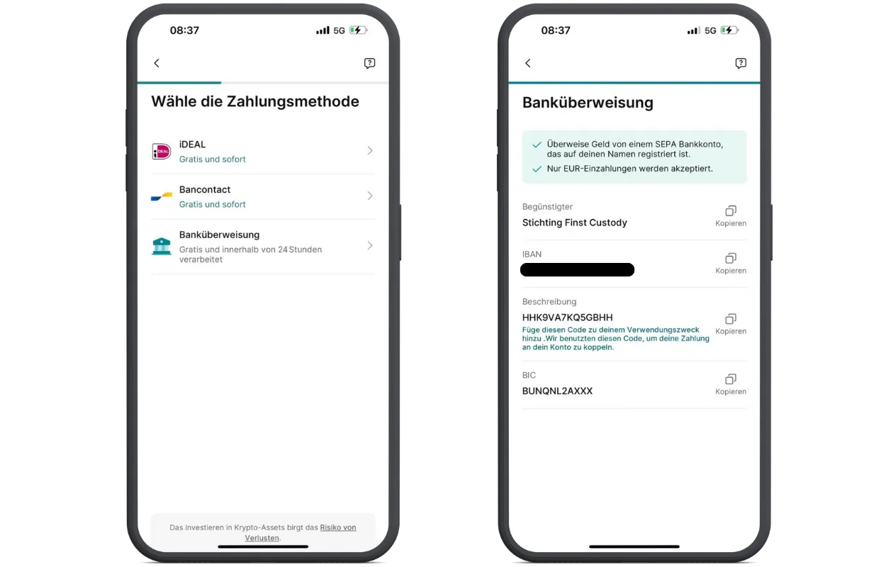 Finst Geld einzahlen: Anleitung