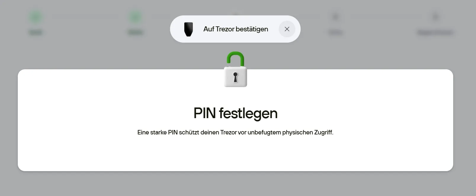 Trezor Suite - PIN festlegen