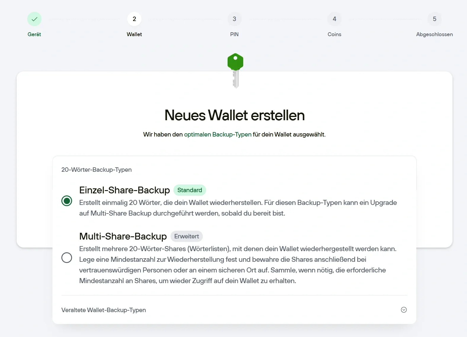 Backup beim Trezor Safe 7: Anleitung
