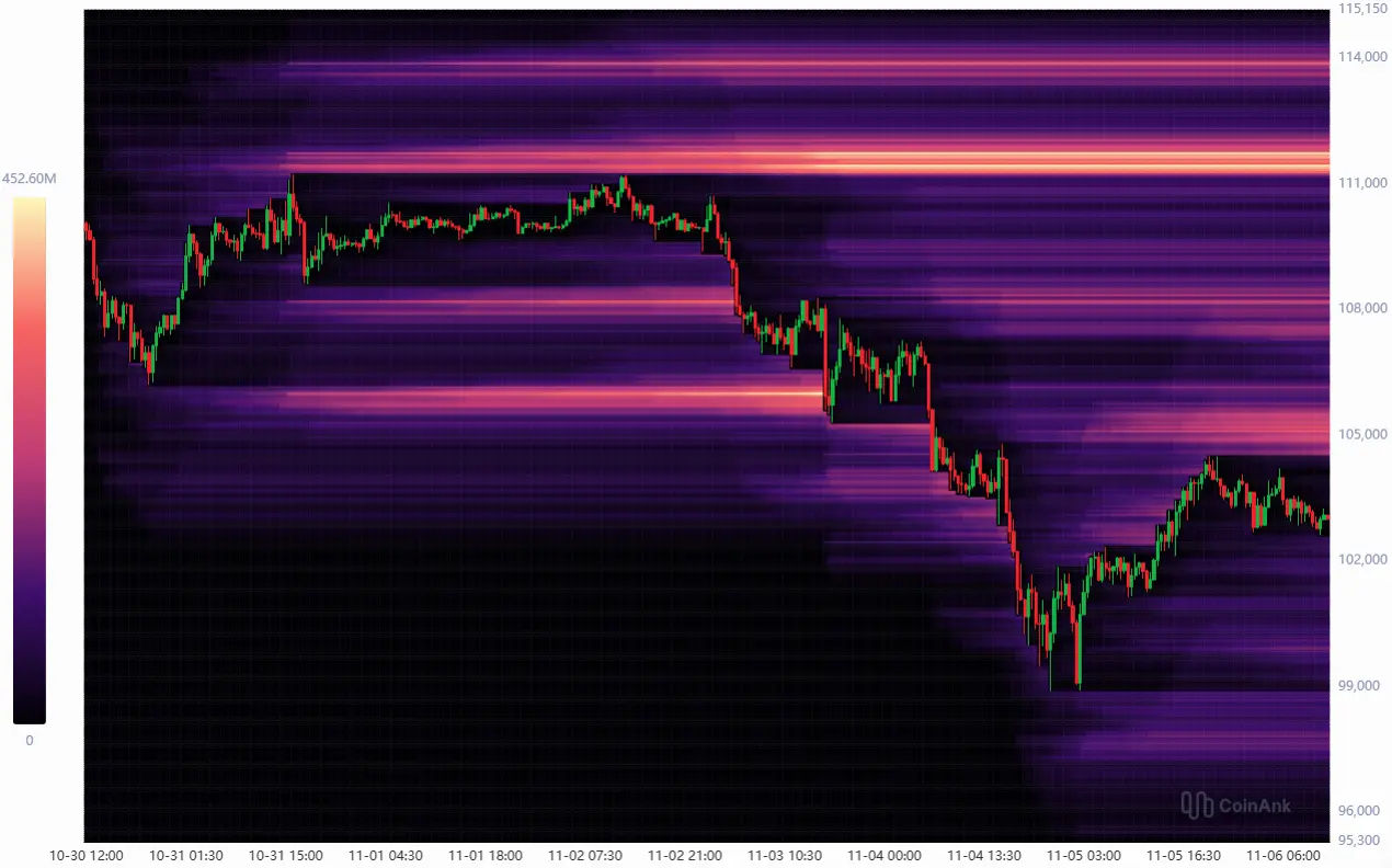Bitcoin-Kurs: Liquidation Heatmap. Quelle: CoinAnk