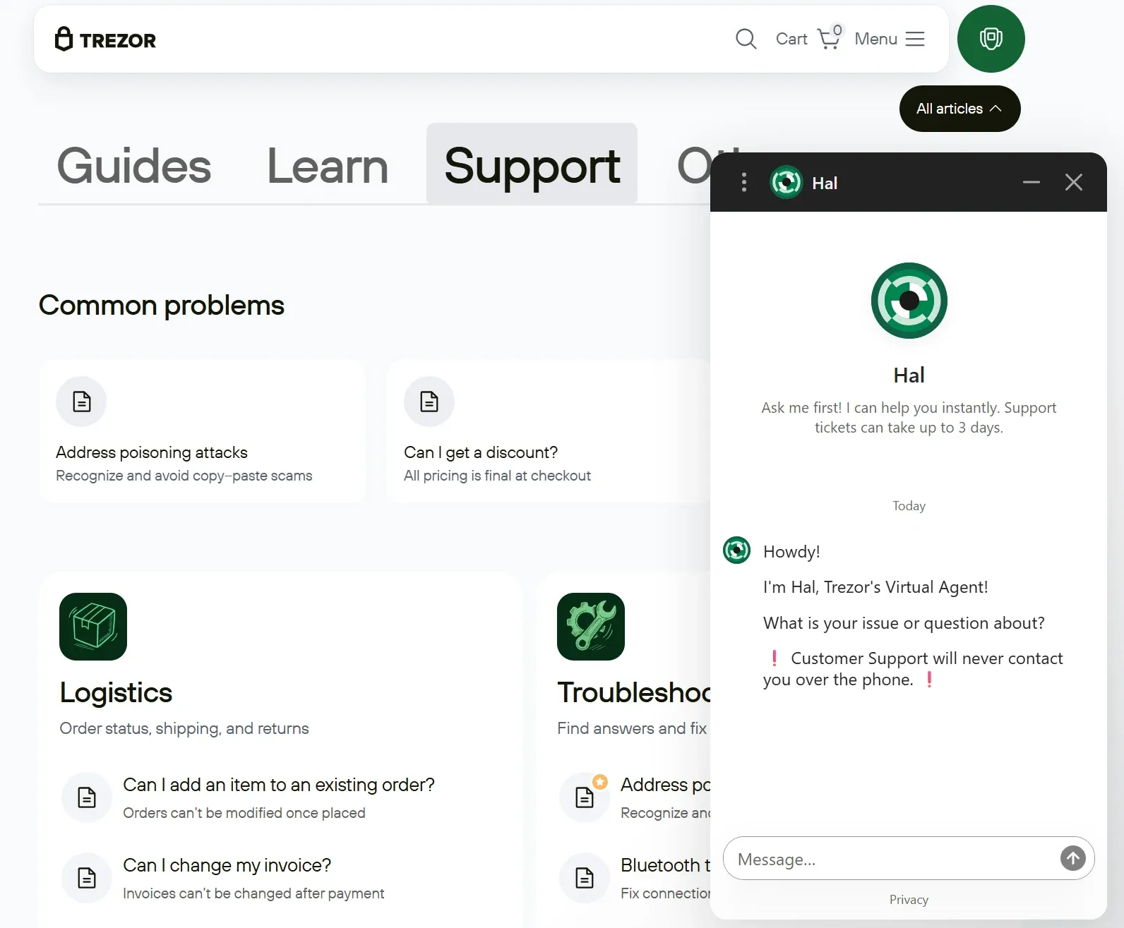 Kundendienst von Trezor im Test