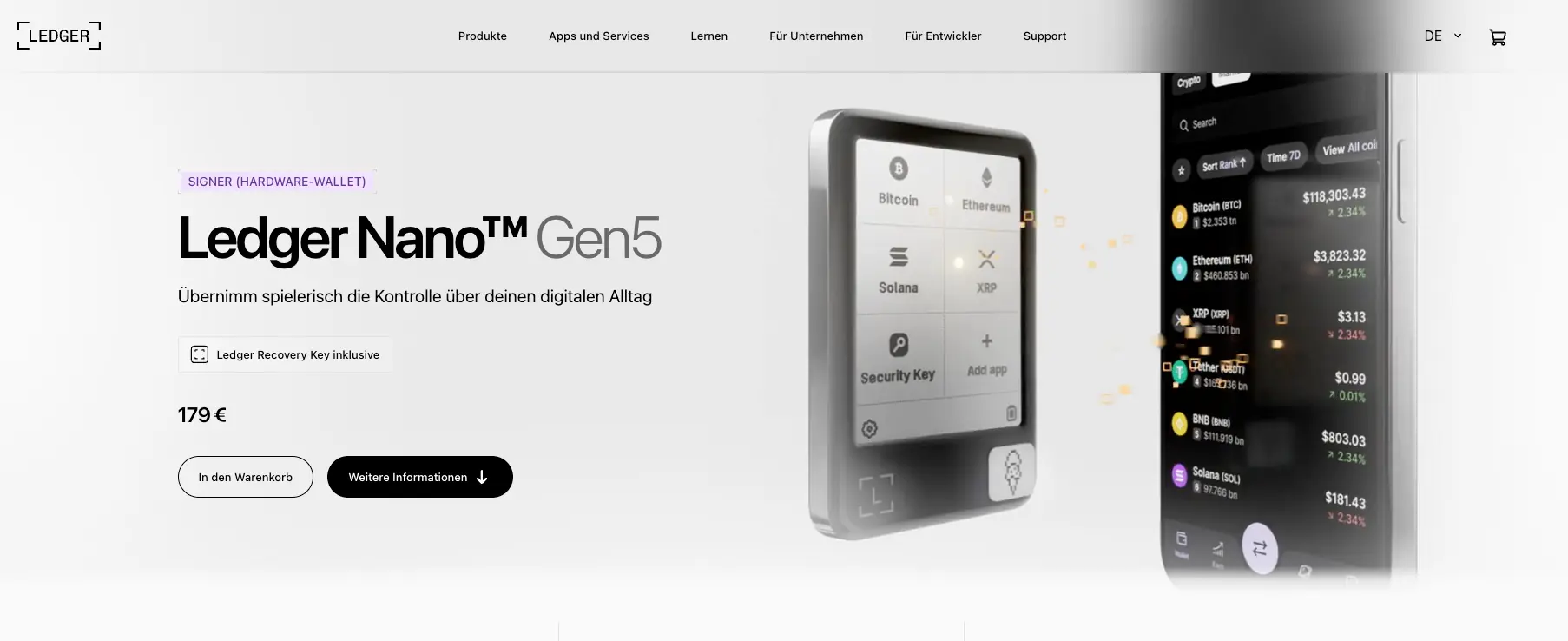 Ledger Produktseite: Ledger Nano S Plus