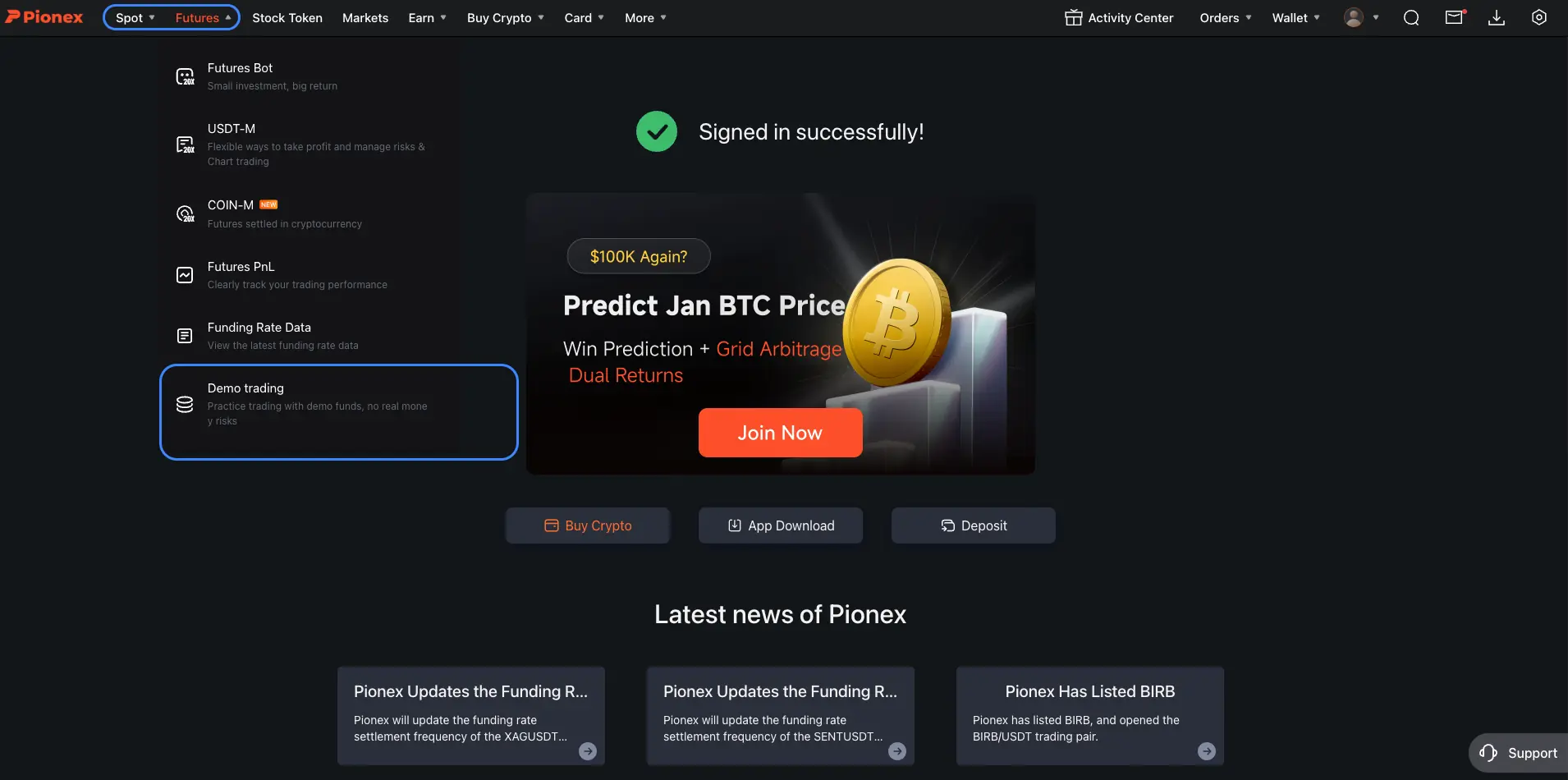 Wechsel vom Live-Konto in den Demo-Modus