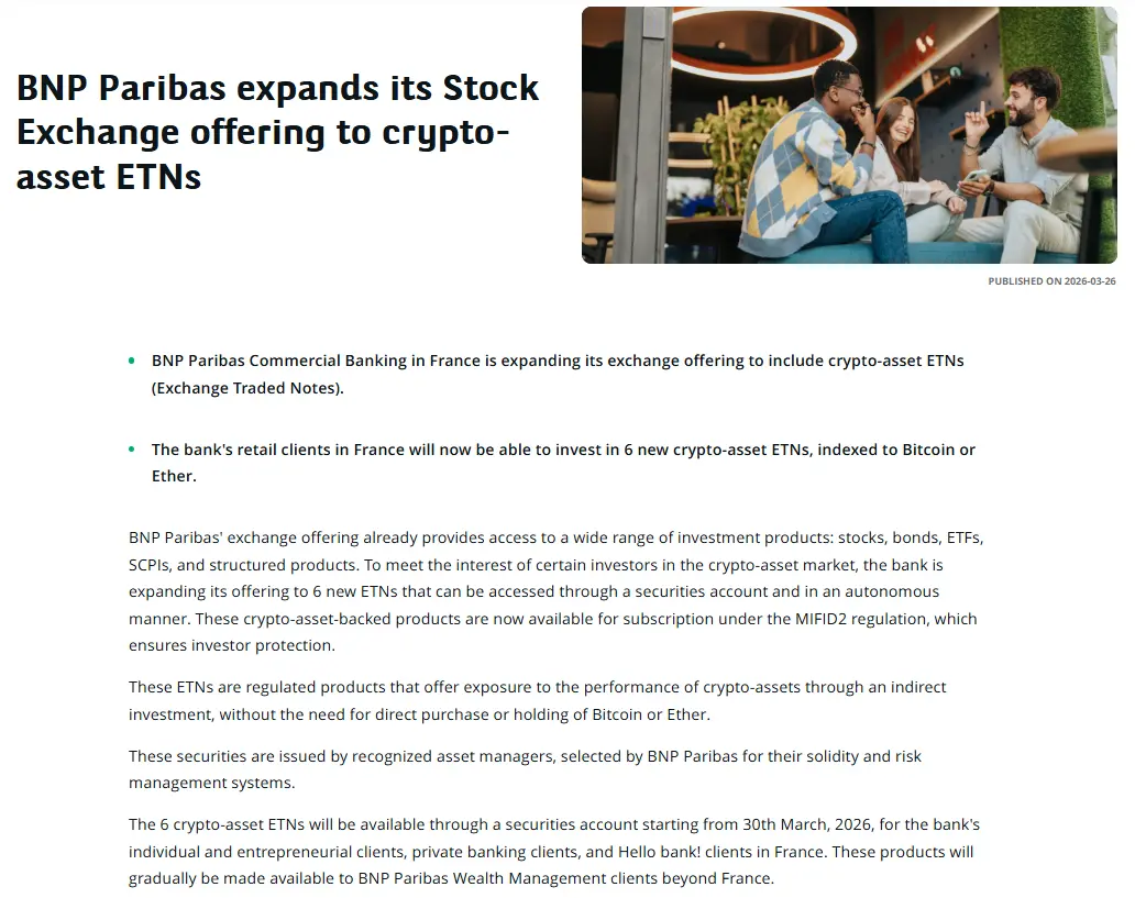 Krypto für Privatanleger: BNP startet Retail-Offensive