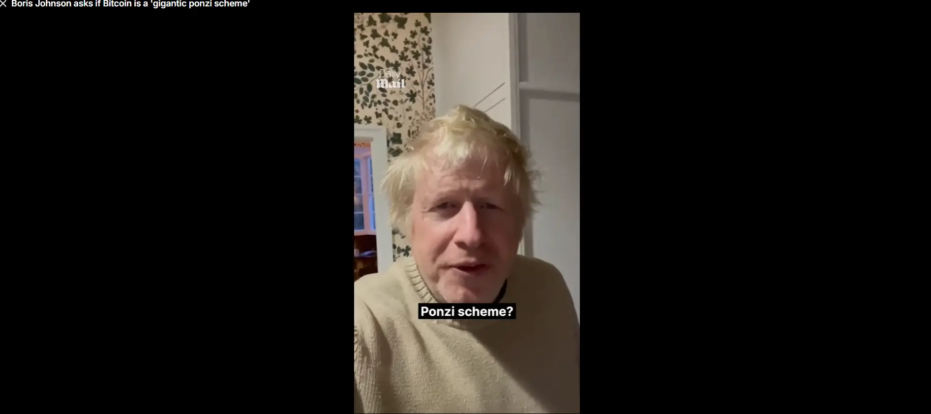 Boris Johnson äußerte sich auch in einem Interview zu dem Vorwurf, Bitcoin könne ein Ponzi Scheme sein