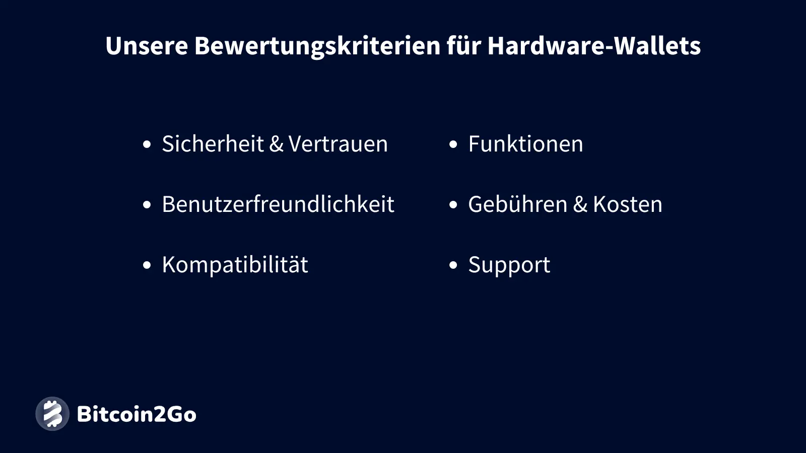 Die Bewertungskriterien in unserem Hardware-Wallet-Vergleich