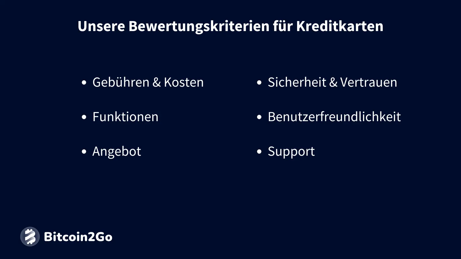 Die Bewertungskriterien in unserem Krypto-Kreditkarten-Vergleich