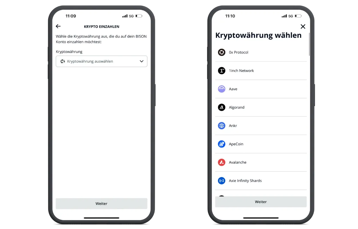 Kryptowährungen auf Bison App einzahlen - unsere Erfahrungen