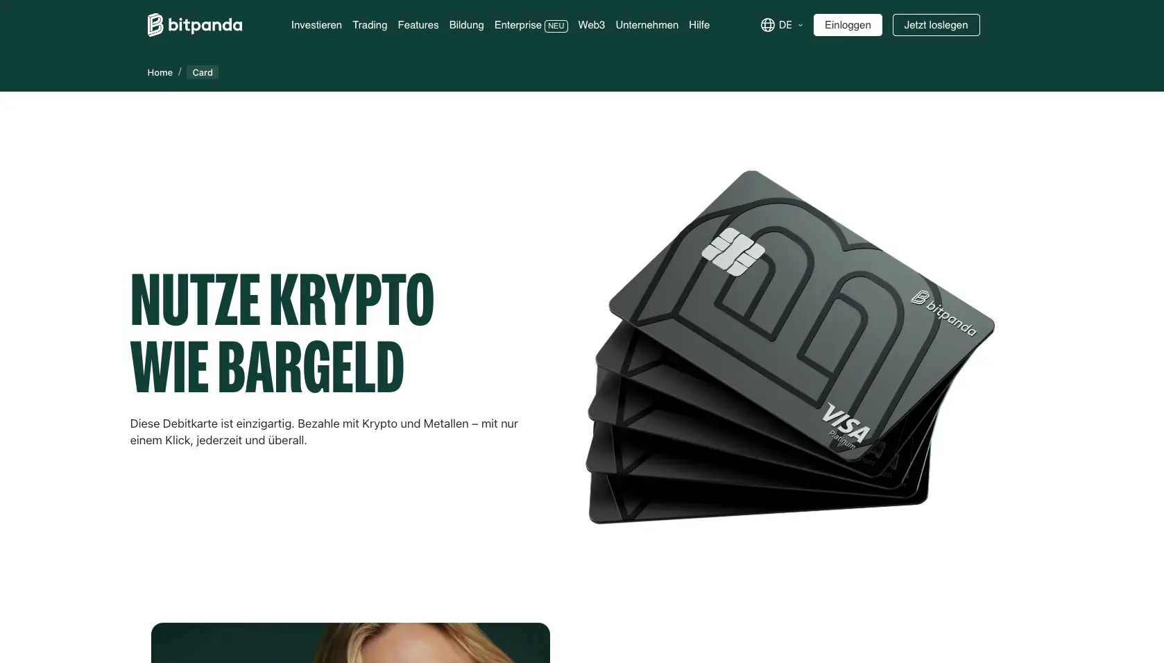 Bitpanda Visa Card Startseite