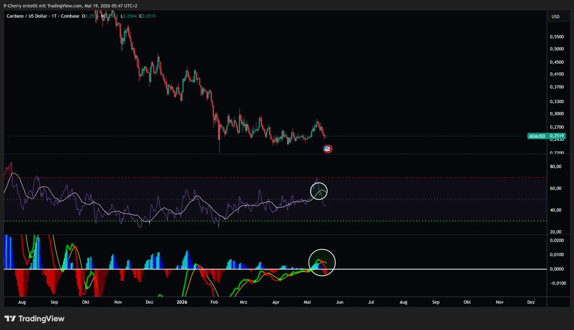 ADA, RSI & MACD, Tageschart, Quelle: Tradingview
