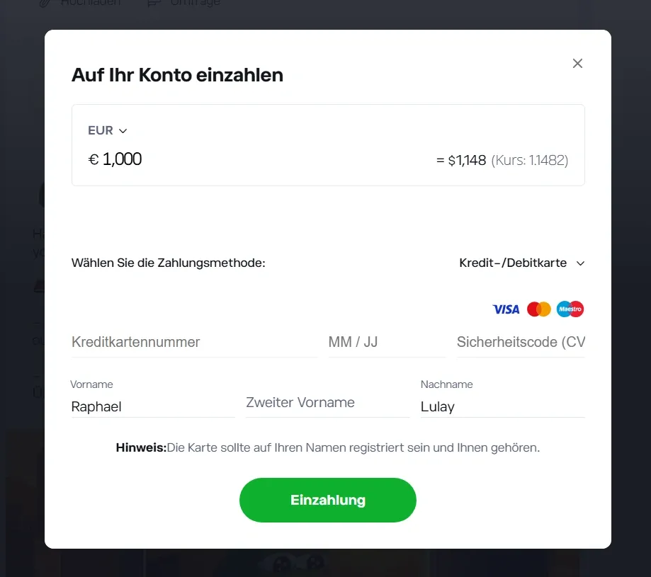 Euro-Einzahlung bei eToro – Anleitung