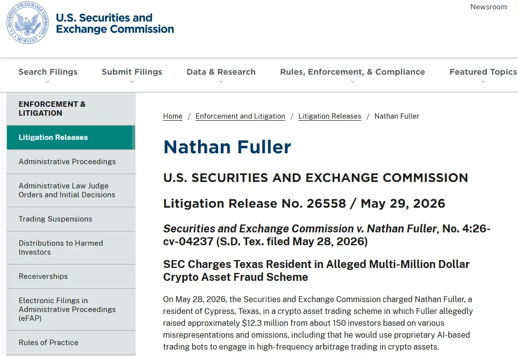 SEC-Klage gegen 12,3-Millionen-US-Dollar-Krypto-Betrug
