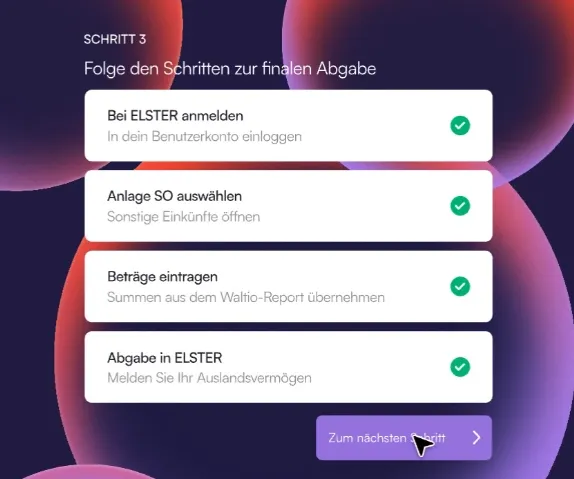 Steuerreport mit Hilfe von Waltio abgeben
