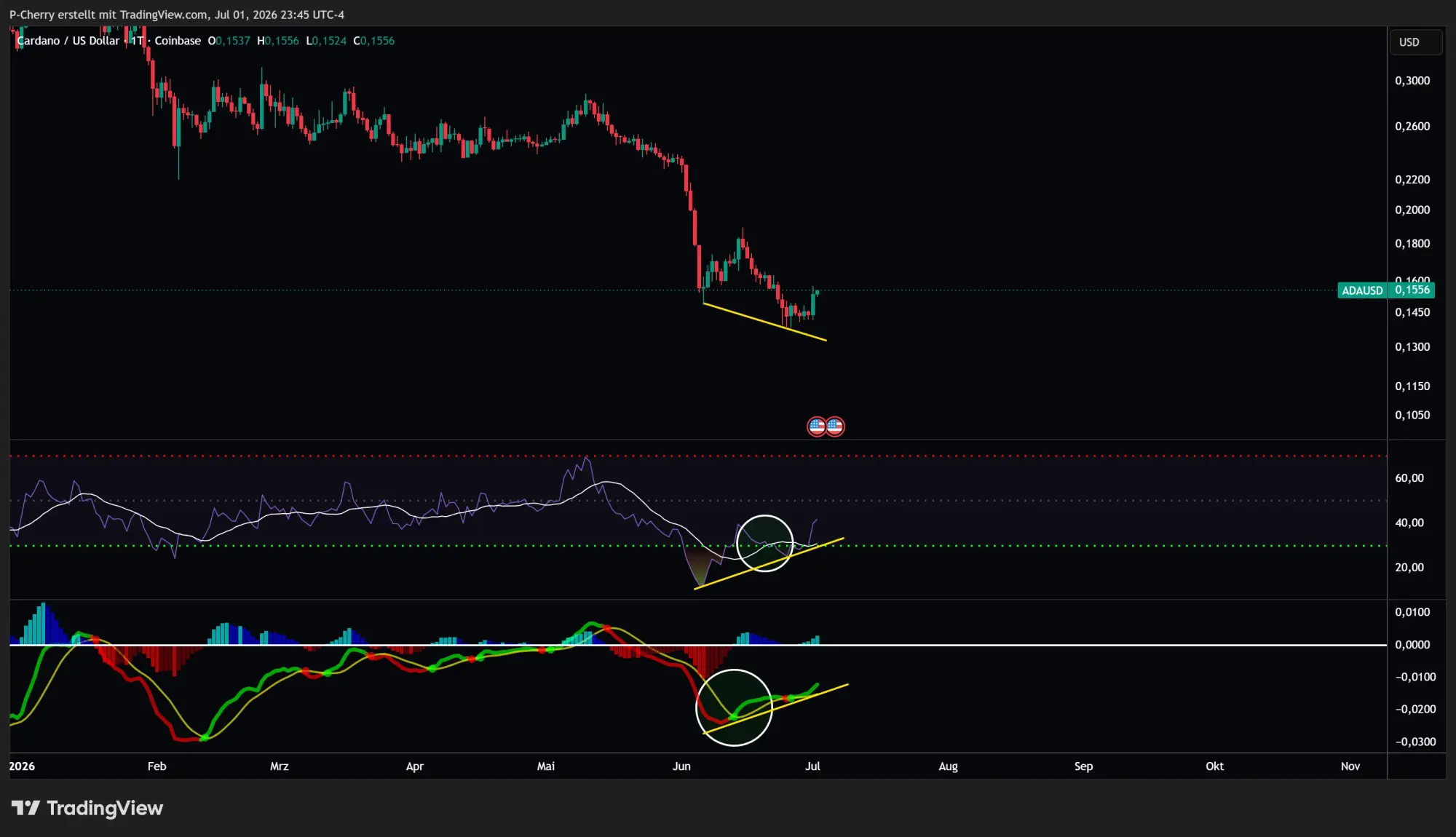 ADA, RSI & MACD, Tageschart, Quelle: Tradingview