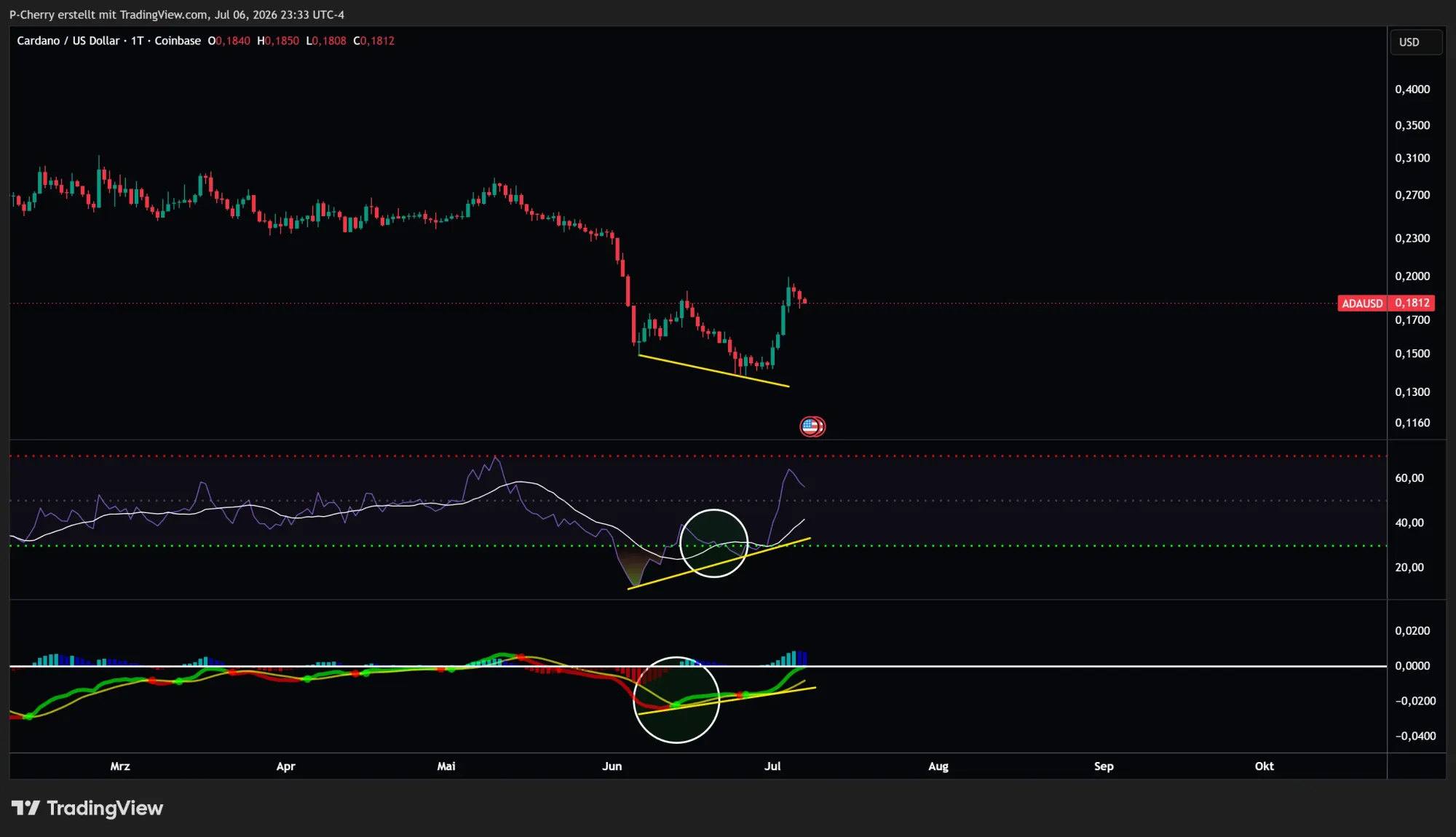 ADA, RSI & MACD, Tageschart, Quelle: Tradingview