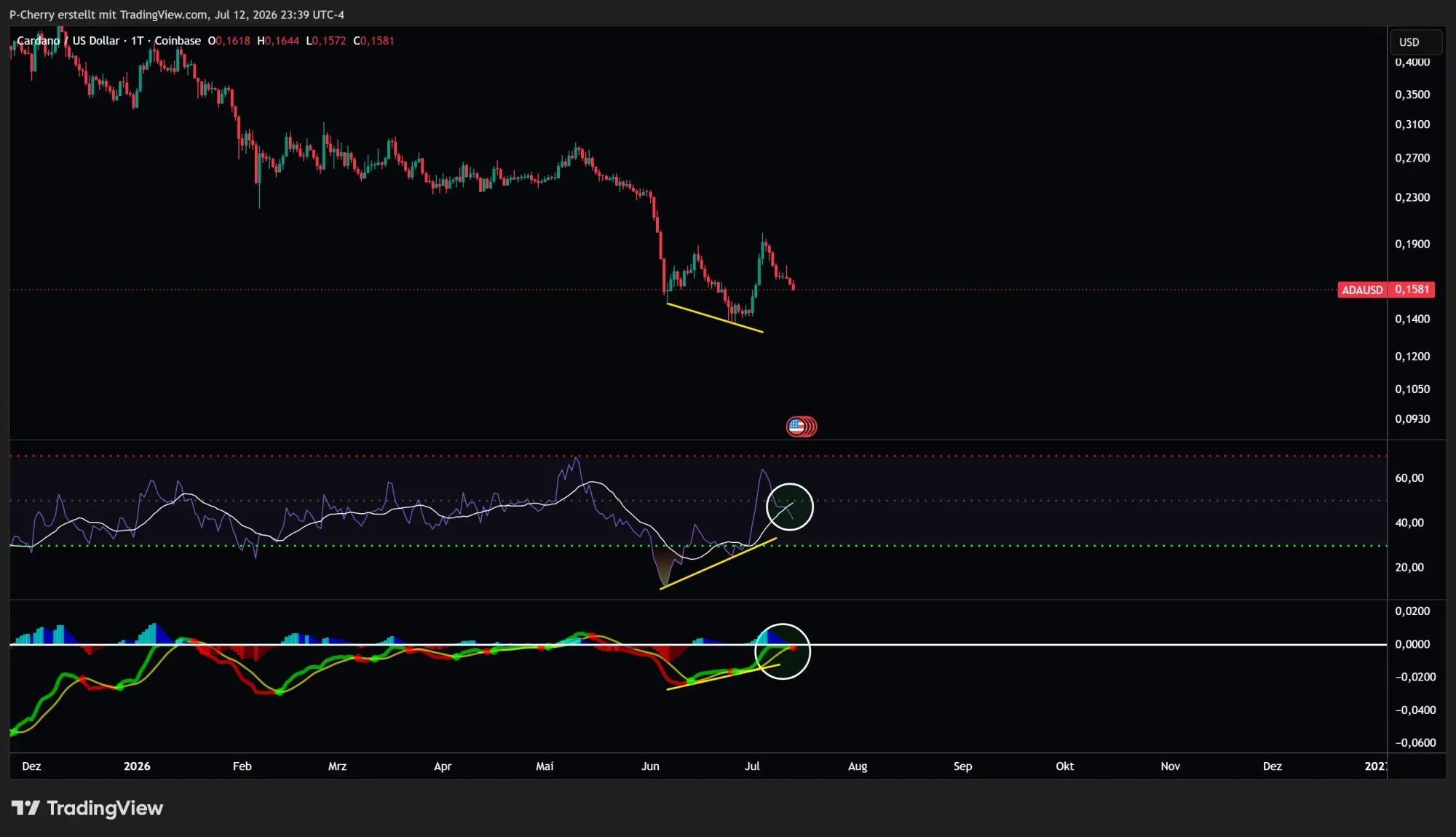ADA, RSI & MACD, Tageschart, Quelle: Tradingview
