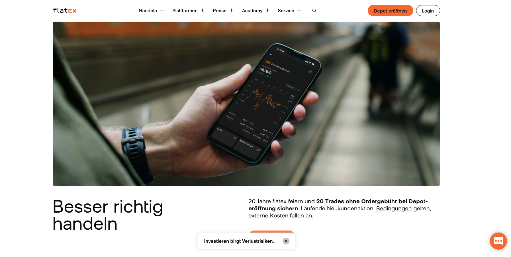 Startseite von Flatex