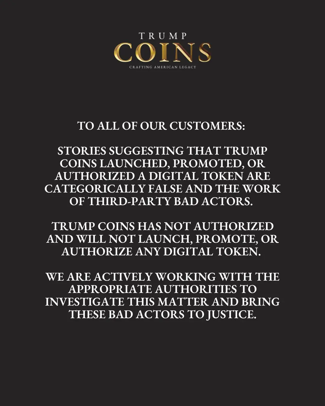 Trump Coins distanziert sich von GOLD und spricht von nicht autorisierten Drittakteuren